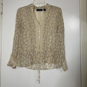 INC international concepts silk chiffon beige floral blouse top Petite 2